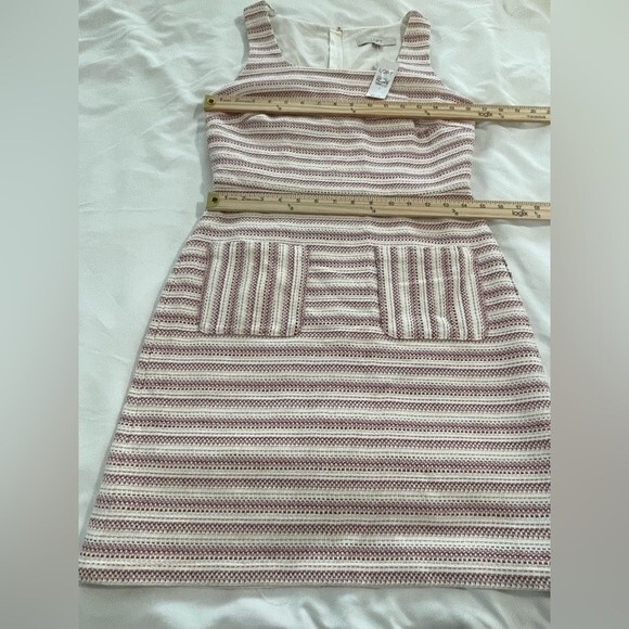 NWT Loft Pink Cream Gold Metallic Striped Tweed Sleeveless Dress Size 2 - Picture 5 of 7